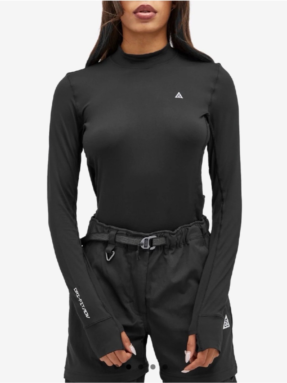Women’s Black Long-Sleeve Mock Neck Top - Performance Fit